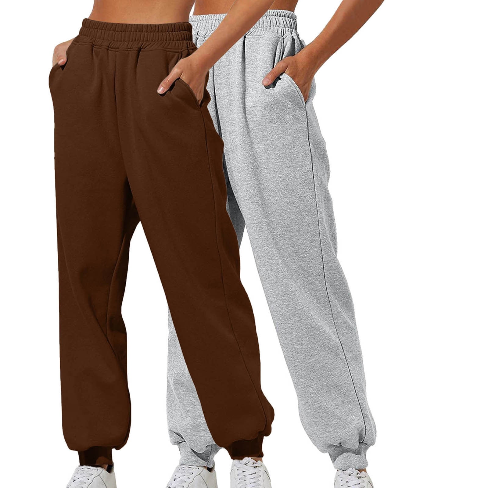 Pantalon De Jogging Femme Taille Haute - Pantalon Décontracté Large Fluide Avec Poches Et Cordon De Serrage