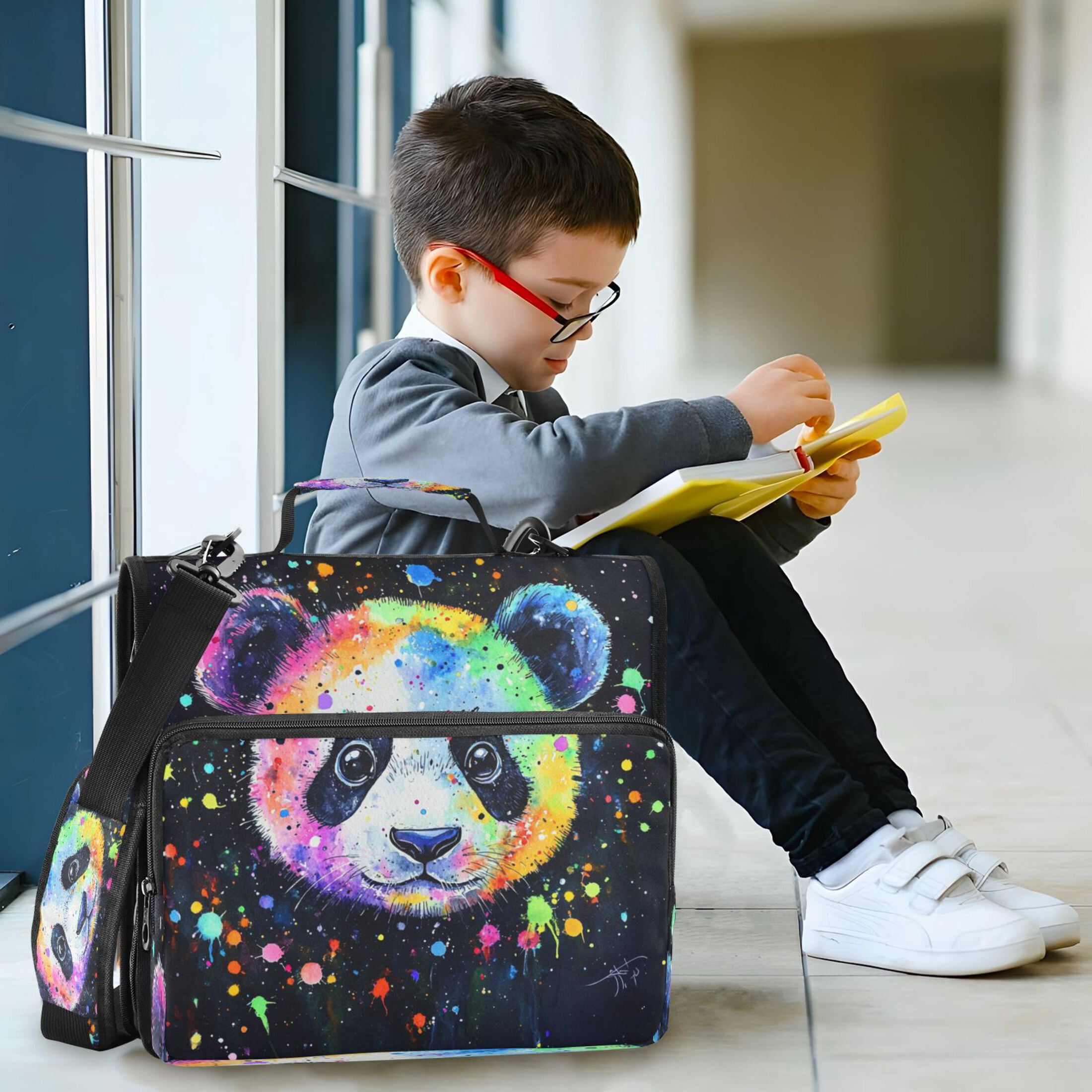 YAZAOO Zipper Binder trapper keeper Documents Organized Design Whimsical Panda Bliss Printed