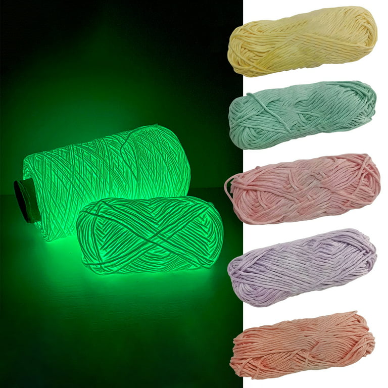 D-GROEE 1 Roll Glow in The Dark Yarn Luminous Knitting Crochet Yarn for  Crocheting DIY Glow Fingering Weight Yarn for DIY Arts Crafts Sewing Glow  in