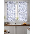 thumbnail image 2 of Blue Botanical Curtains 45 Inch Length, Sheer Curtains for Bedroom Living Room Window Elegant Watercolor Botanical Birds Rod Pocket Voile Drapes Kitchen Curtains Small Half Window 52"x45" 2 Panels, 2 of 6