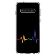 thumbnail image 1 of DistinctInk Clear Shockproof Hybrid Case for Samsung Galaxy S10+ PLUS(6.4" Screen) - TPU Bumper, Acrylic Back, Tempered Glass Screen Protector - Rainbow Pulse Heart Beat -LGBTQ Support, 1 of 2