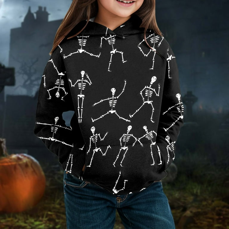 Halloween Skeleton Skeleton Hoodie Kids Halloween Skeleton Glitter