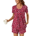 thumbnail image 1 of LOVZFMLL Pyjamas pour Femmes Décontractés Amples Confortables Ensemble de Détente d'Été avec Poches Rouge P, 1 of 6