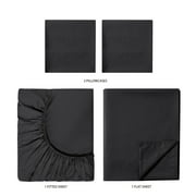 Mainstays Comfort Chill Microfiber Bed Sheet Set, Queen, Rich Black, 4 Piece