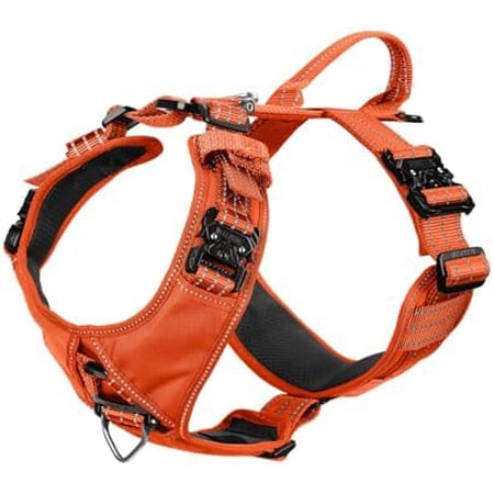 Dog Strap Harness with All-Metal Hardware for Medium Sized Dog K9 Vest Y-Shape Soft Padding Adjustable Pet Harness No-Pull Front Leash Clip (Medium (Pack of 1) Orange)