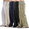 thumbnail image 1 of Pantalones casuales de lino para hombre shaofei holgados con cordón yoga talla M color verde, 1 of 3