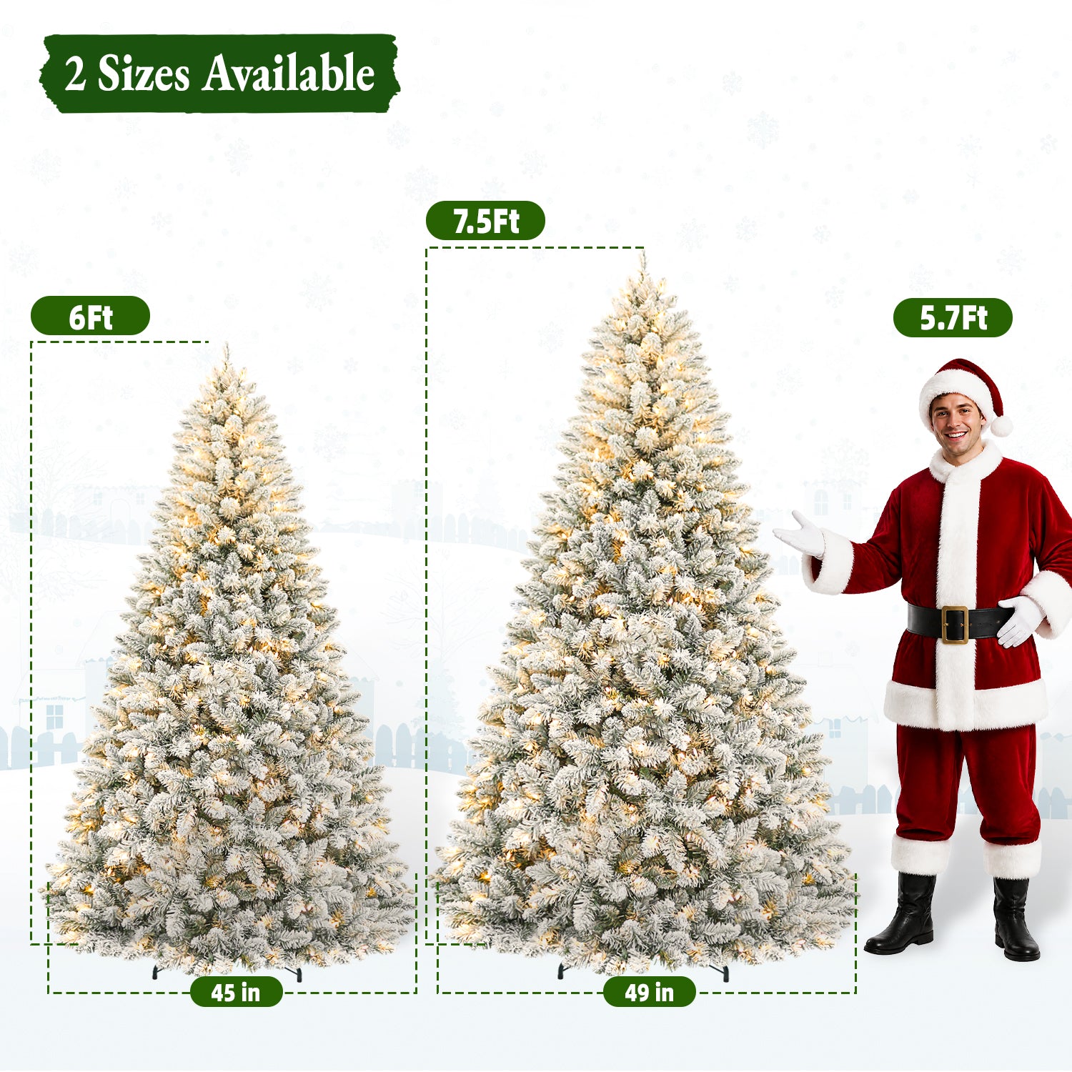 Vivatrees 7.5ft Pre-Lit Flocked Artificial Christmas Tree photo 6