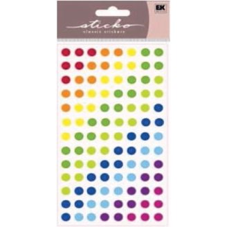 Ek Success Sticko Bright Dots Stickers - 104 Sparkly Rainbow Dot Stickers For Scrapbooking, Cards & Crafts