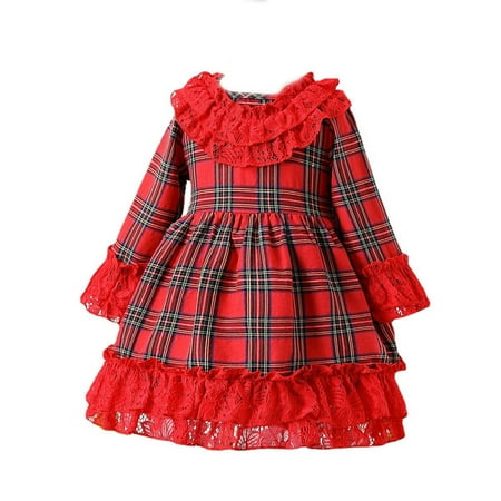 

Girl Skirt Girls Fancy Dress Kids Toddler Baby Girls Striped Autumn Winter Lace Cotton Long Sleeve Princess Dress Clothes Big Girl Dresses 14 Kids Dresses for Girls Size 10-12
