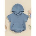thumbnail image 2 of Bagilaanoe Newborn Baby Boy Girl Rompers Short Sleeve Hood Bodysuits 3M 6M 12M 18M Infant Summer One Piece Jumpsuit, 2 of 9