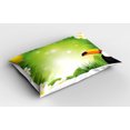 thumbnail image 2 of Tropical Animals Pillow Sham Set of 2, Toucan Birds with Macro Exotic Plants with Fresh Colors Nature Design, Quality Microfiber Bedding Item for All Seasons, 26" x 20", Green Yellow, by Ambesonne, 2 of 3