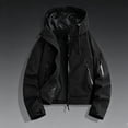 thumbnail image 4 of Women's Cropped Hooded Windbreaker Jacket Lightweight Waterproof Outdoor Coat Solid Color Zip up Casual Rain Jacket with Pockets S-2XL Black, 4 of 4