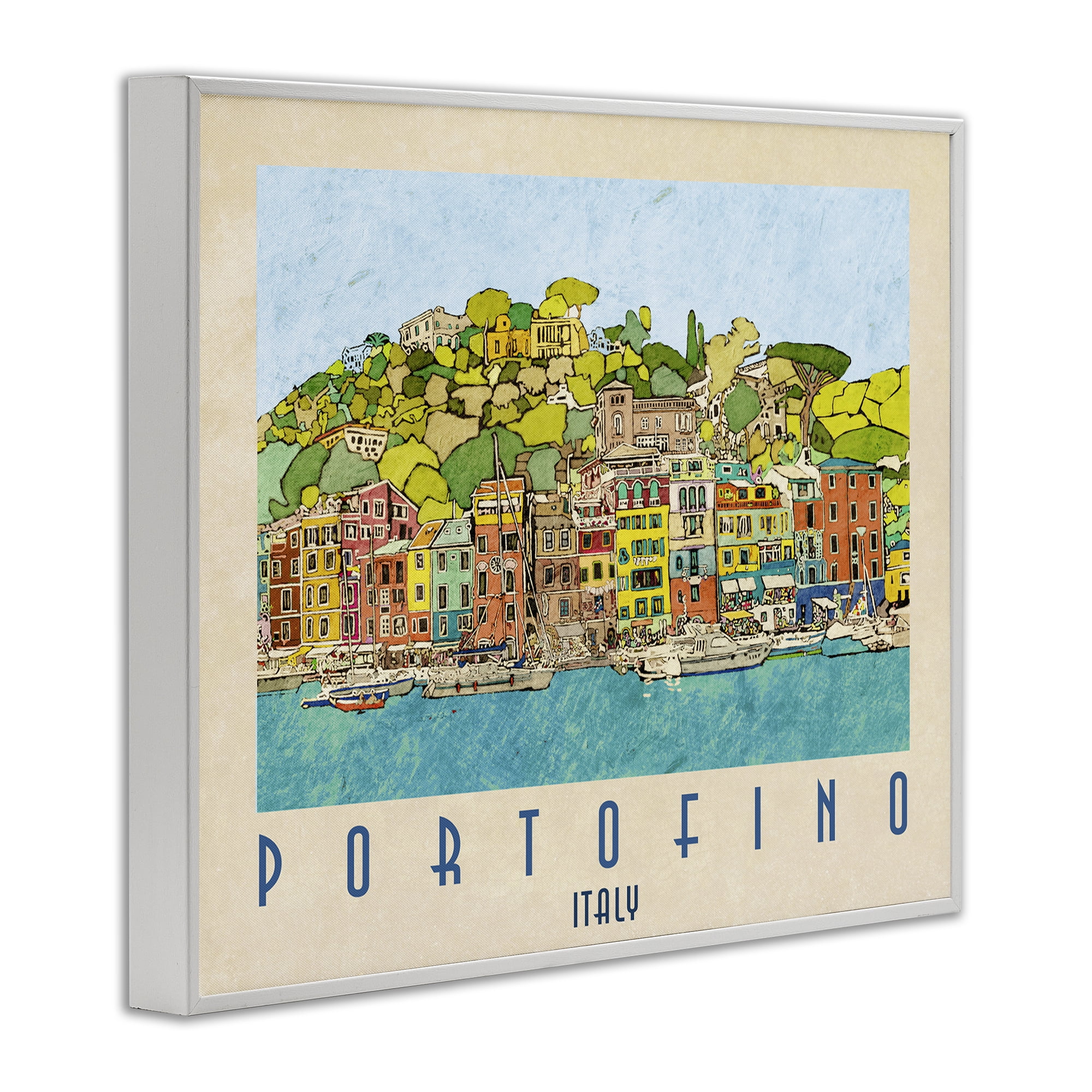 Stupell Industries Portofino Architecture Poster White Framed Giclee Art, design by Ynon Mabat