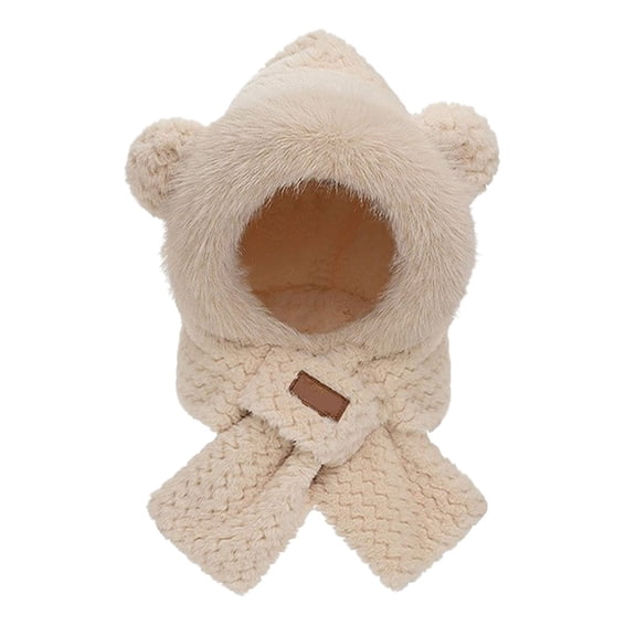 CHAYERL Cute Ears 2 In 1 Hat And Scarf Integrated Ear Windproof Cap Scarf Winter Hat Scarf Set for Women
