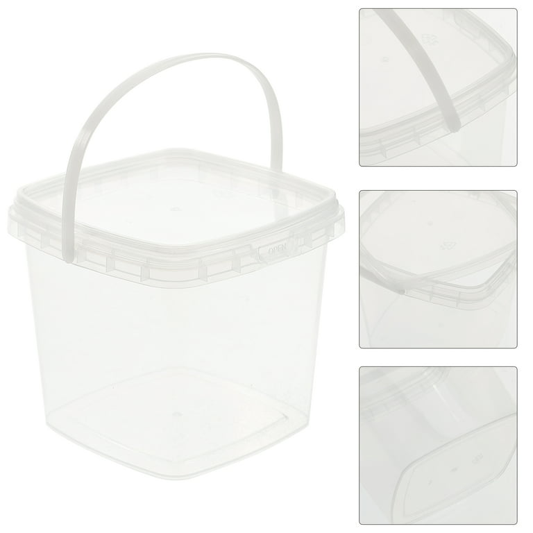 10pcs Square Clear Small Bucket with Lid Ice Cream Bucket Milk Tea Popcorn Bucket 500ml