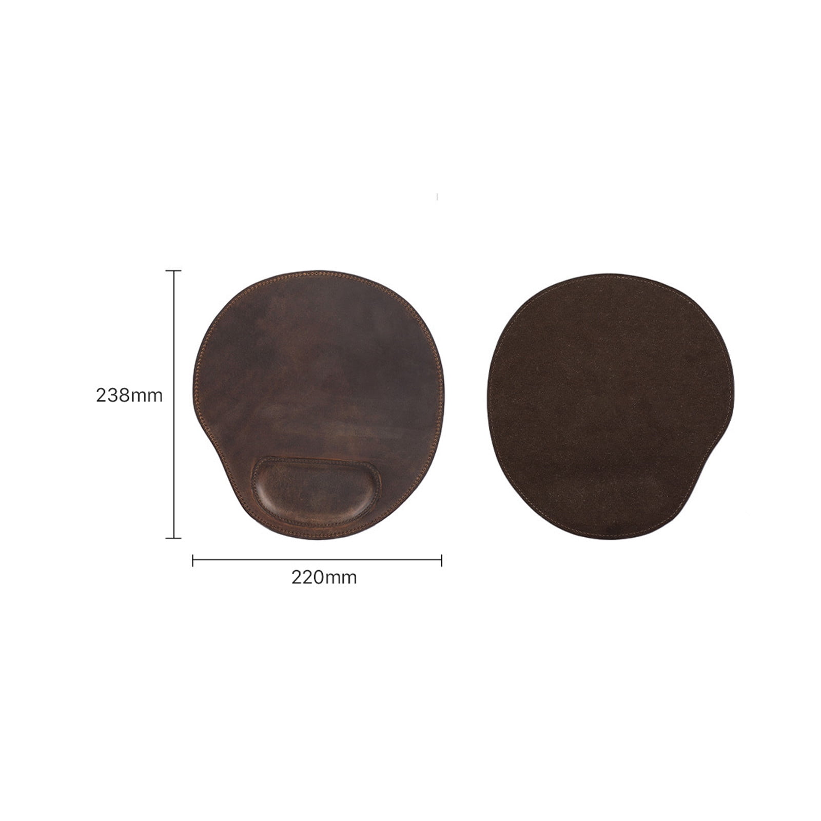 Ergonomic Mouse Pad with Wrist Rest - Premium Crazy Horse Leather Coffee Color - Gel-Filled Cushion, Non-Slip Microfiber Base, Comfortable Office & Home Desk Accessory (9.4" x 8.7")