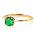 thumbnail image 5 of Gem Stone King 10K Yellow Gold Green Nano Emerald Solitaire Engagement Ring for Women (0.77 Cttw, Round 6MM, Gemstone May Birthstone, Size 5), 5 of 5