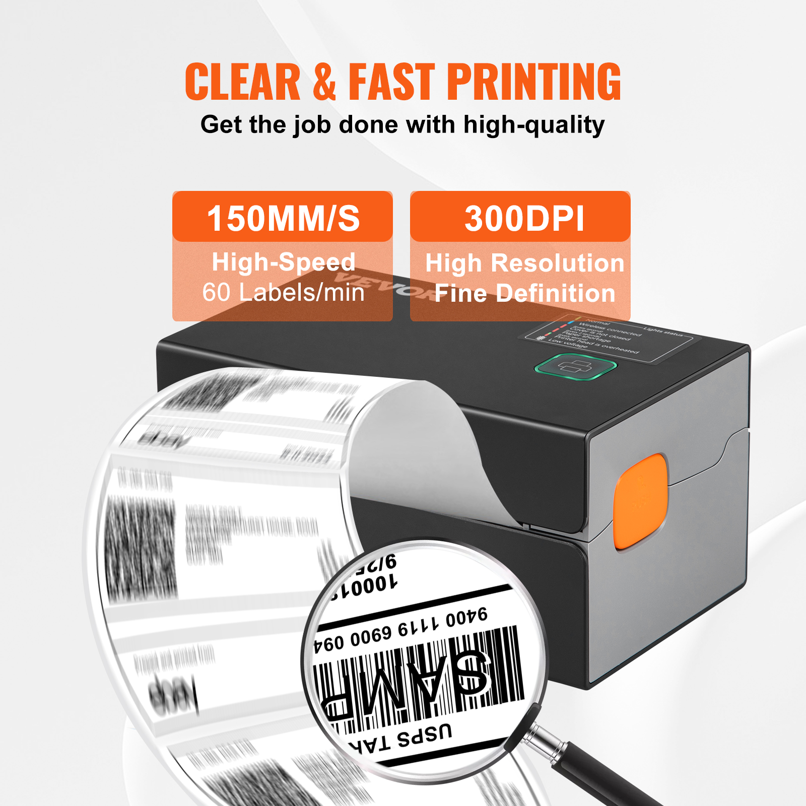 VEVOR Thermal Shipping Label Printer 4X6 300DPI via USB for Amazon eBay Etsy UPS - image 5 of 10