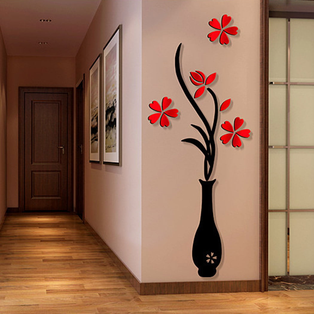 12 X 3D Mural Flower Home Decor Art Decals Room Decoration Wall Stickers 