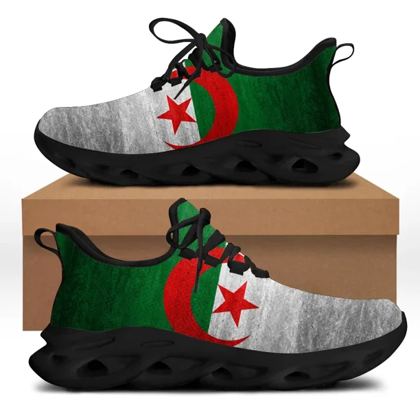 Zapatos planos informales con diseño de la bandera de Argelia para mujer, zapatillas de deporte a la moda con cordones, zapatos para caminar, calzado de playa para mujer