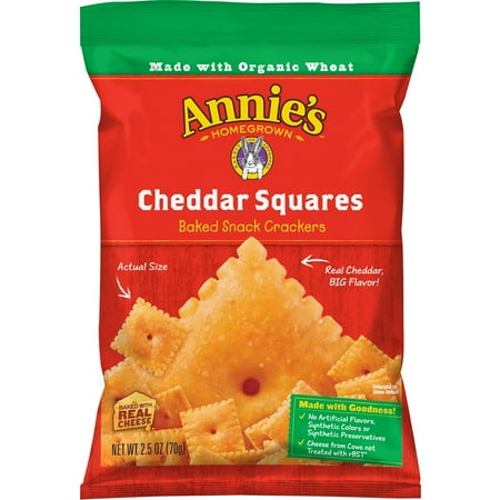 Annie's Cheddar Squares Baked Cheese Crackers, Made with Organic Wheat