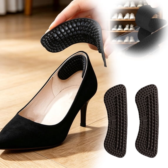 2 Pairs Silicone Heel Grips, Anti-Blister Heel Cushion Inserts, Non-Slip Shoe Liners for Loose Shoes, Comfort Heel Protectors for Women High Heels and Flats