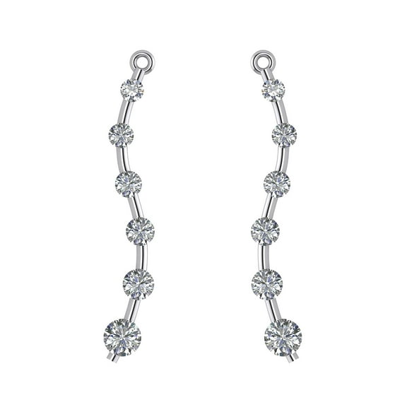Earring Jacket in Sterling Silver Made with Pure Brilliance Zirconia - Platinum Plated
