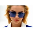 thumbnail image 3 of Oversized Sunglasses Women Vintage Lady UV Protection Square Rimless Blue, 3 of 11