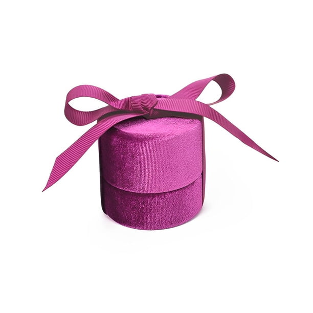 Guardurnaity Joyas redondas Pendientes Colgante Empaque Organizador Cinta Caja de anillo de compromiso Lady Bowknot Vitrina Púrpura Type3 NO3