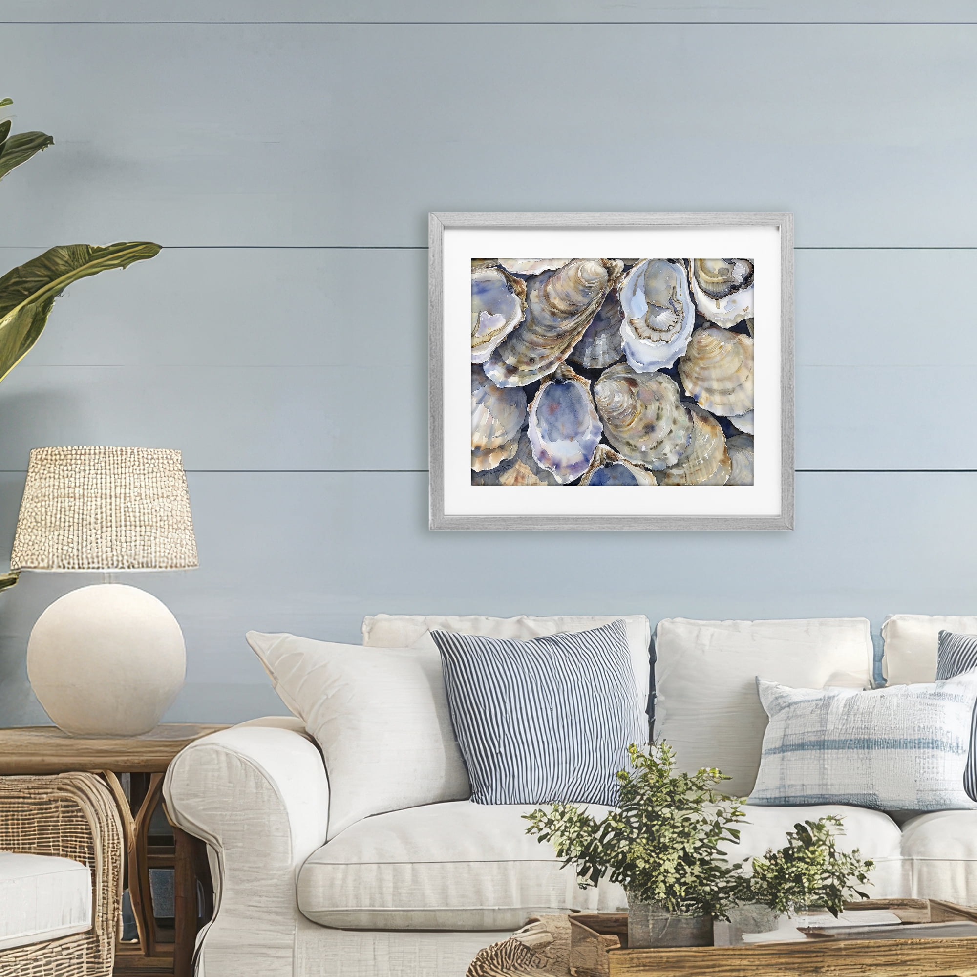 Stupell Industries Oyster Shellabration Pile Gray Framed Print Under Glass, design by Heidi Kuntz