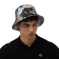 thumbnail image 5 of Yiaed Exotic Blue Cat Print Reflective Stripe Bucket Hat Unisex Funny Outdoor Fisherman Cap Beach Sun Hat, 5 of 5