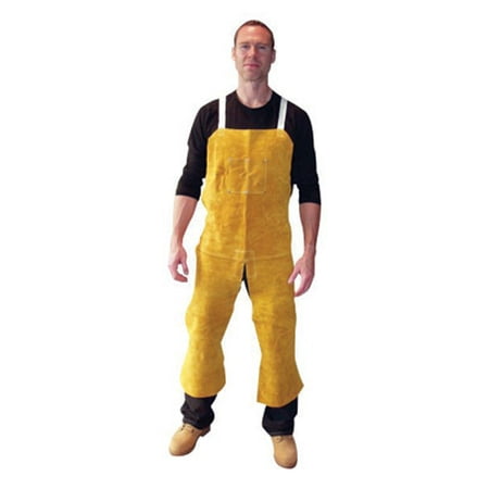 Radnor 24" X 48" Bourbon Brown Side Split Leather Split Leg Bib Apron With Two Chest Pockets, Cotton Crossed Back Straps And Side Release Buckles