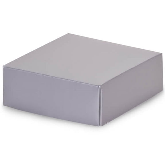 Pack of 25, Solid 4 x 4 x 1.5" Metallic Silver Gift & Gourmet Box Lids to Use Food Safe Barrier Like Food Grade Tissue or Cello for Food Packaging(Boxes Sold Separately)