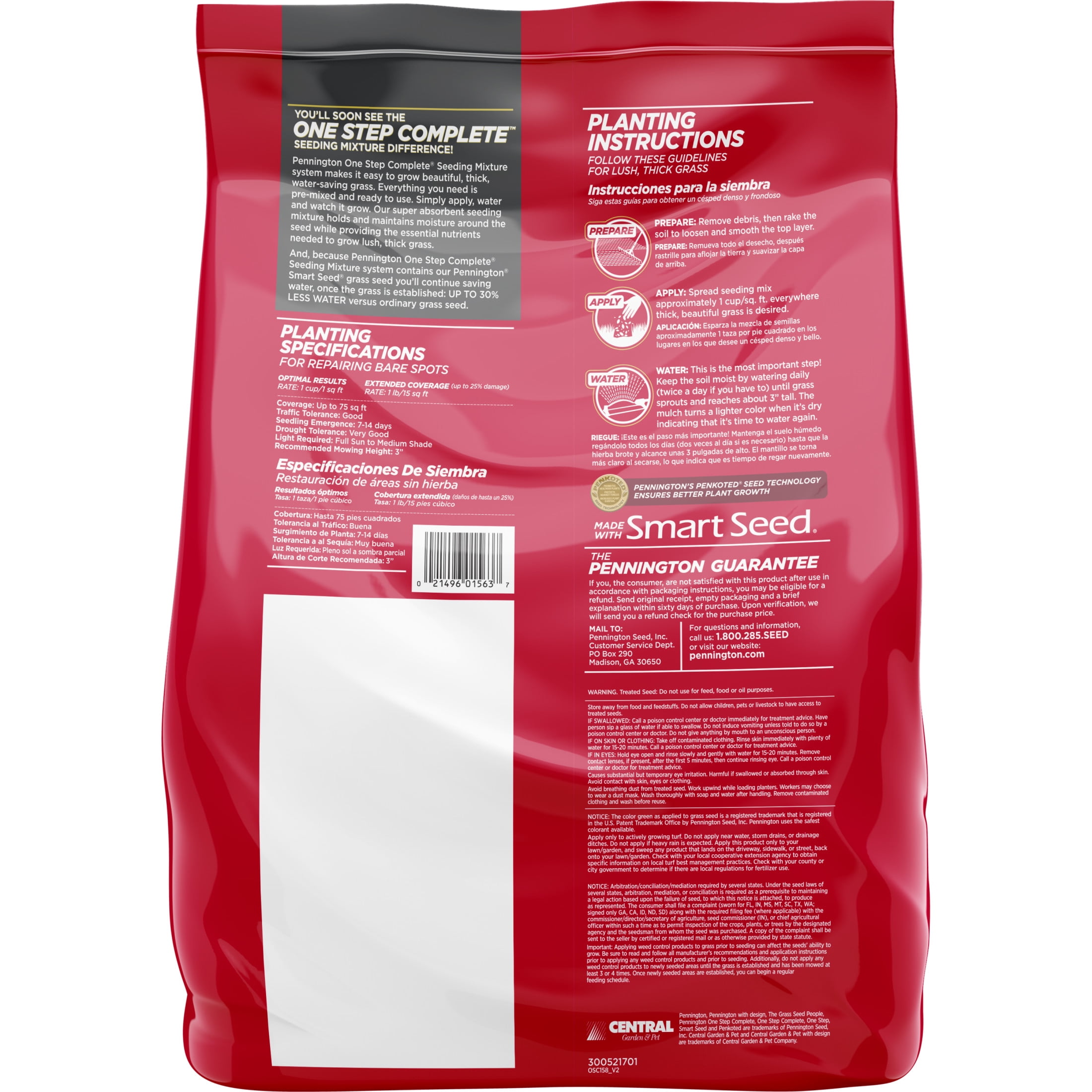 (2 pack) Pennington One Step Complete Patch and Repair Grass Seed Mix, for Sun to Partial Shade Grasses, New 5 lb. Bag