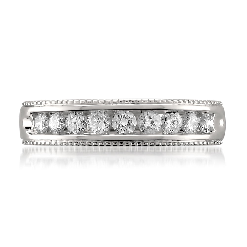 1/2 Carat T.W. Round Diam. Milgrain Vintage Platinum Bridal Wedding Band
