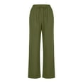 thumbnail image 6 of aidice Cotton Linen Pants for Women Straight Leg Drawstring Elastic Waist Pants Baggy Comfy Summer Daily Pants, 6 of 7