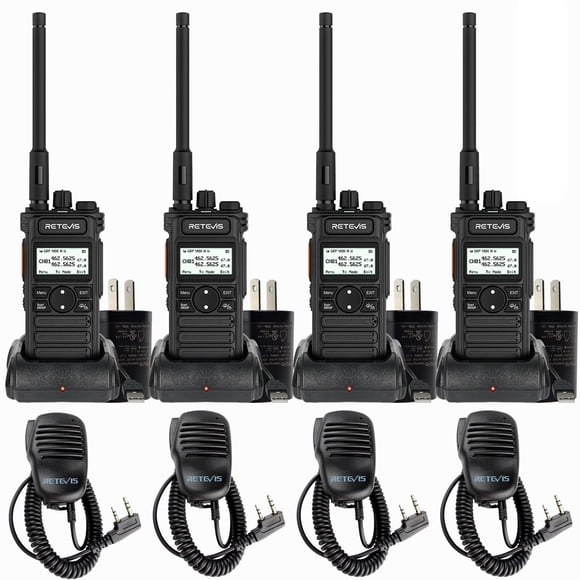 Walkie Talkies Retevis RT86S con micrófono de hombro (2da generación RT86), paquete de 4