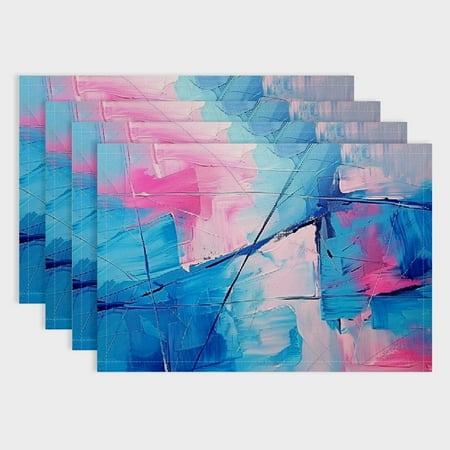 

Fenyluxe Abstract Art Linen Cloth Placemat Set of 4 for Dining Tables Home Decor Heat Resistant Easy to Clean 18x12in