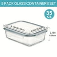 thumbnail image 5 of 5-Pack 35oz Glass Food Storage Containers with Airtight Lids - Reusable Lunch Preservation Boxes - Oven/Microwave/Freezer/Dishwasher Safe for Kitchen, 5 of 8