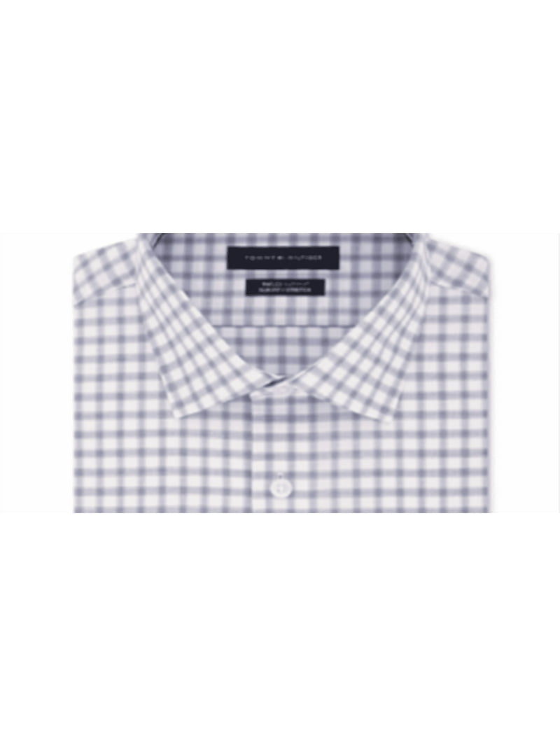 Tommy Hilfiger Men's Slim Fit Non Iron Stretch Check Dress Shirts  Blue/White Size 17.5-36/37 - Walmart.com