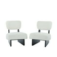 thumbnail image 3 of Christopher Knight Home Minimalist Upholstered Accent Chair Set of 2, Solid Wooden Base, Black+White, 3 of 9