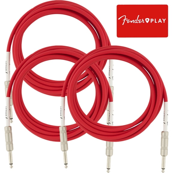 Fender 6-Foot Original Instrument Cable, Straight-Straight, Fiesta Red - 3 Pack