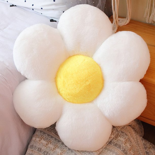 1pc 30-75CM Colorful Flower Plush Cushion Toy Soft Cartoon Plant Stuffed Doll Chair Cushion Sofa Pillow Floor Mat Kawaii Giftrabbit-fur white30cm Deng Xun unisex