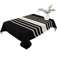 thumbnail image 2 of Black Beige Striped Table Cloth Waterproof Tablecloths, Modern Farmhouse Retro Lines Tablecloth Dining Table Cover for Kitchen Party Tabletop Outdoor, Rectangle Tablecloth 52x70 Inch, 2 of 9