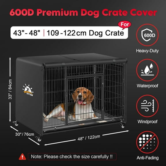 Dog Crate Cover 48 Inch - Waterproof & Heavy Duty for Most Wire Crates
