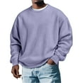 thumbnail image 4 of yuCgh Men's Long Sleeve Crewneck Sweatshirt, Casual Pullover with Soft Fabric, Unisex Running Tracksuit Style Top for Sports and Everyday Comfort,Purple 2XL, 4 of 5