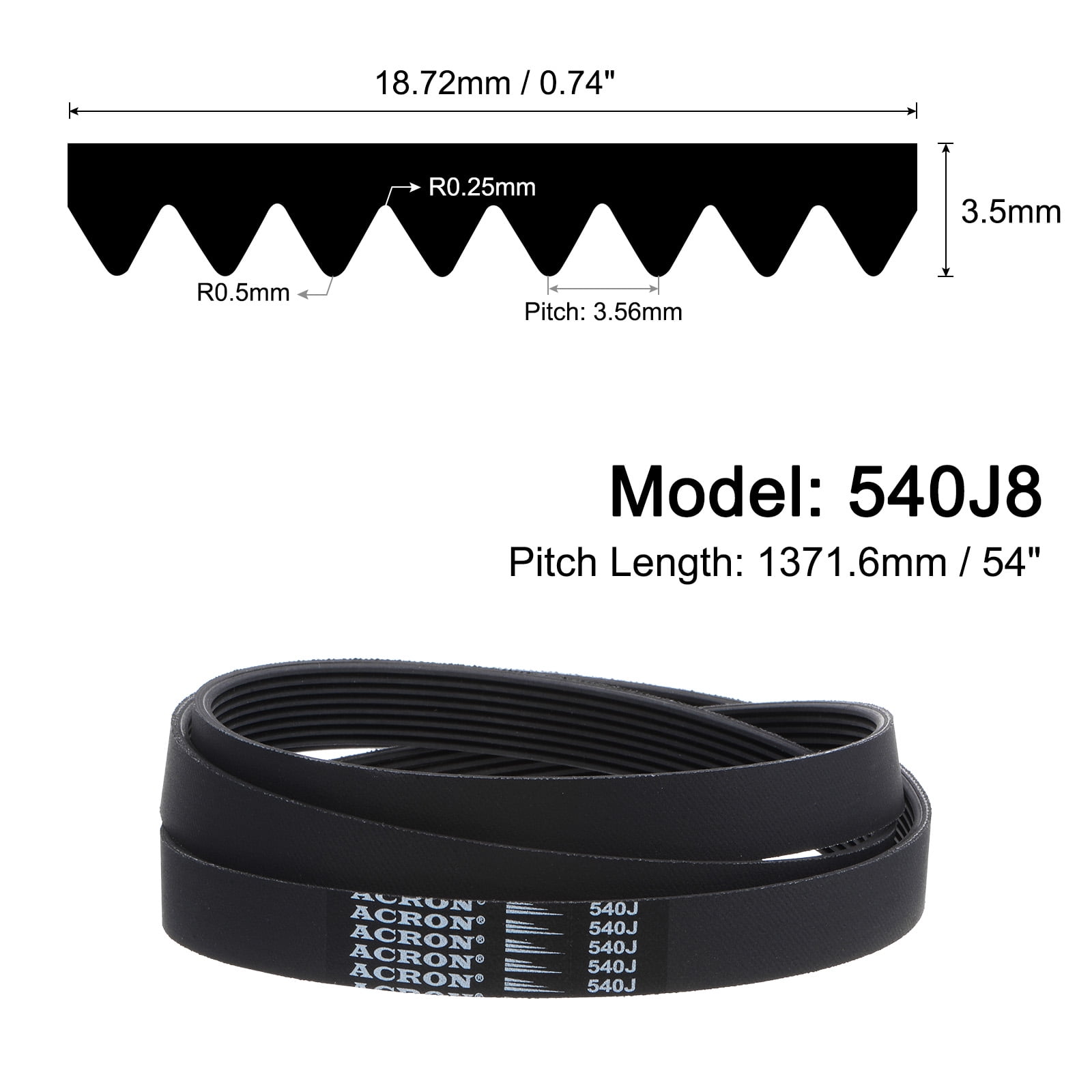 525J8 PJ V-Ribbed Belt 8 Ribs 52.5