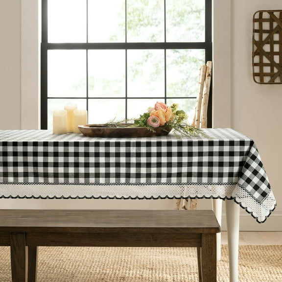 Country Farmhouse Plaid Buffalo Check Stain & Spill Proof Fabric Tablecloths - Assorted Colors & Sizes