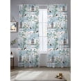 thumbnail image 2 of Modern Garden Sheer Curtains 96 Inch Length 2 Panels Set, Vintage Building Leaves Bird Landscape Voile Window Treatment Semi Sheer Long Curtains Drapes for Bedroom/Living Room/Kitchen 52"x96"x2, 2 of 7
