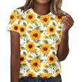 thumbnail image 1 of DPTALR Femmes Rétro Tops Col Rond Manches Courtes Femmes Tops Casual Été Tops pour les Femmes, 1 of 4